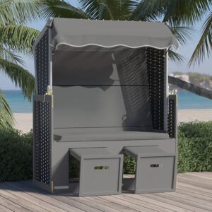 318653 vidaXL Strandkorb avec auvent résine tressée et bois solide anthracite - Publicité