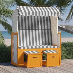 318654 vidaXL Strandkorb avec auvent résine tressée et bois solide blanc gris - Publicité