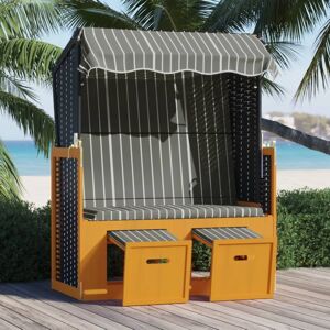 318657 vidaXL Strandkorb avec auvent résine tressée et bois solide noir gris - Publicité