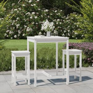 3154726 vidaXL Ensemble de bar de jardin 3 pcs blanc bois de pin massif - Publicité