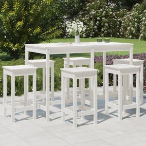 3154756 vidaXL Ensemble de bar de jardin 7 pcs blanc bois de pin massif - Publicité