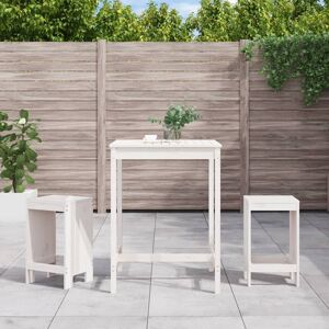 3157734 vidaXL Ensemble de bar de jardin 3 pcs blanc bois de pin massif - Publicité