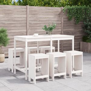 3157752 vidaXL Ensemble de bar de jardin 7 pcs blanc bois de pin massif - Publicité