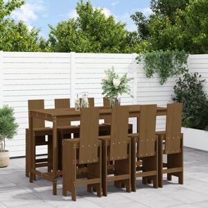 3157790 vidaXL Ensemble de bar de jardin 9 pcs marron miel bois de pin massif - Publicité