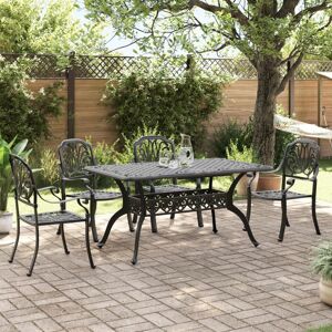 3216309 vidaXL Ensemble à manger de jardin 5 pcs noir aluminium coulé - Publicité