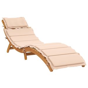 367635 vidaXL Chaise longue avec coussin beige bois d'acacia solide - Publicité