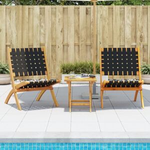 3214219 vidaXL Chaises pliables de jardin lot de 2 avec table noir bois massif - Publicité