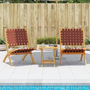 3214220 vidaXL Chaises pliables de jardin lot de 2 et table rouge bois massif - Publicité