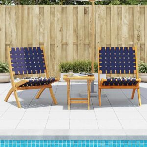 3214221 vidaXL Chaises pliables de jardin lot de 2 avec table bleu foncé bois - Publicité