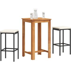 3295267 vidaXL Ensemble de bar de jardin 3 pcs noir bois massif acacia rotin - Publicité