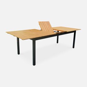sweeek Table de jardin en bois aluminium extensible 200/250cm avec rallonge - Sevilla - bois d'Eucalyptus huile et structure anthracite - Bois