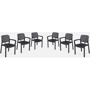 sweeek 6 fauteuils de jardin en resine plastique imitation rotin - Graphite - Samanna - Graphite