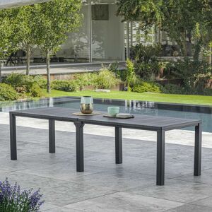 sweeek Table de jardin rectangulaire 3 en 1 en resine de synthese - Julie - Rectangulaire + 8 fauteuils de jardin empilables Tisara - Graphite