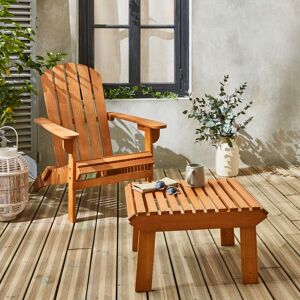 sweeek Fauteuil de jardin en bois avec repose-pieds/table basse - Adirondack Salamanca - Eucalyptus . chaise de terrasse retro - Bois