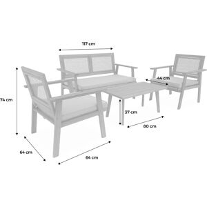 sweeek Salon de jardin. Bohémia. cannage carré. canapé 2 places. 2 fauteuils. 1 table basse 117x64x74 cm - - Publicité