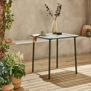 sweeek Table de jardin metal 2 places. kaki. Amelia. 70x70cm. traitement antirouille. lattes et bords arrondis - Kaki