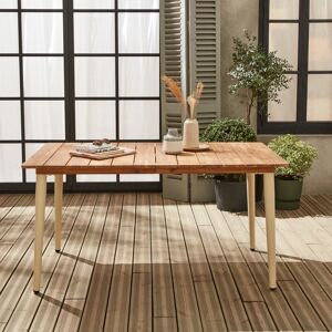 sweeek Table de jardin bois d'acacia et acier galvanise MARINGA. ivoire. L150 x P90 x H76cm - Ivoire