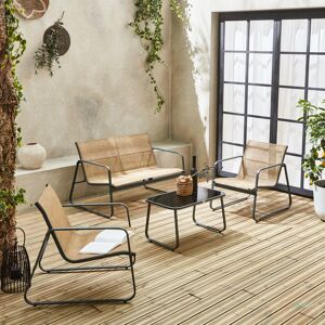 sweeek Salon de jardin en metal et textilene pour 4 personnes. anthracite et naturel. design - Anthracite