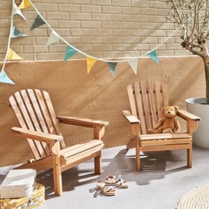 sweeek Lot de 2 fauteuils en bois d'acacia Adirondack pour enfant. salon de jardin enfant couleur teck clair - Teck