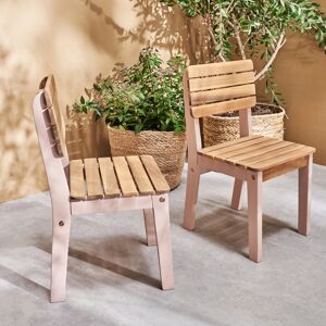 sweeek Lot de 2 chaises en bois d'acacia pour enfant. salon de jardin enfant rose. interieur / exterieur - Rose