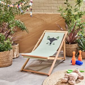 sweeek Chilienne pour enfant en bois d'eucalyptus . tissu vert clair avec motif renard. salon de jardin enfant - Vert