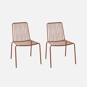 sweeek Lot de 2 chaises de jardin en acier terracotta . empilables. design lineaire - Terracotta