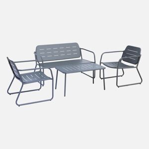 sweeek Salon de jardin en metal anthracite. 4 places. 1 canape. 2 fauteuils. 2 table basse - Anthracite