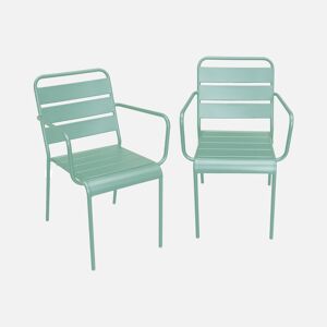 sweeek Lot de 2 fauteuils interieur / exterieur en metal peinture antirouille empilables coloris vert jade - Vert jade
