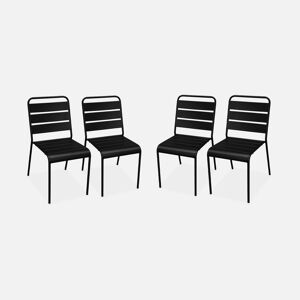 sweeek Lot de 4 chaises interieur / exterieur en metal peinture antirouille empilables coloris noir - Noir