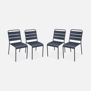 sweeek Lot de 4 chaises interieur / exterieur en metal peinture antirouille empilables coloris gris - Gris