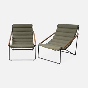 sweeek Lot de 2 fauteuils verts d'exterieur cosy contemporains avec structure en acier peinture epoxy - Vert