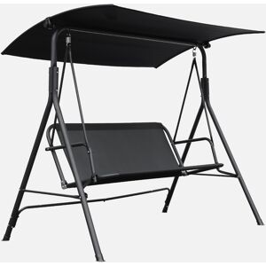 sweeek Balancelle de jardin pour deux personnes balancelle structure en acier. assise en textilene avec auvent inclus en polyester 160g/m2 - Noir