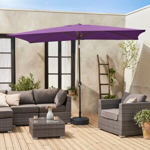 sweeek Parasol droit rectangulaire 2x3m - Touquet Prune - mat central en aluminium orientable et manivelle d'ouverture - Violet