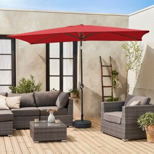 sweeek Parasol droit rectangulaire 2x3m - Touquet Rouge - mat central en aluminium orientable et manivelle d'ouverture - Rouge