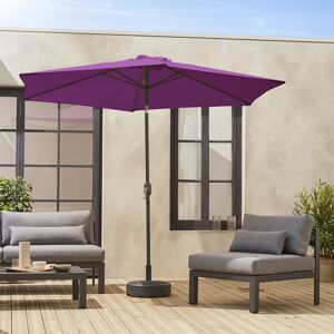 sweeek Parasol droit rond Ø300cm - Touquet Prune - mat central en aluminium orientable et manivelle d'ouverture - Violet