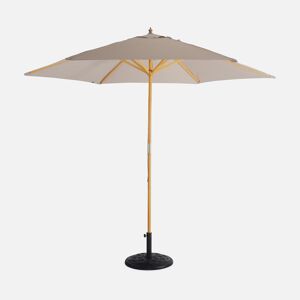 sweeek Parasol droit rond en bois 3m - Cabourg Beige - mat central en bois. Ø300cm. systeme d'ouverture manuelle. poulie - Beige