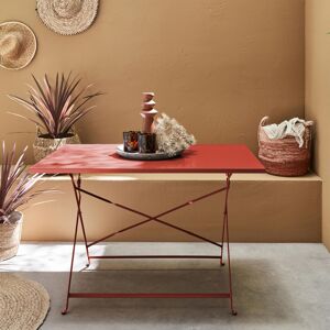 sweeek Table de jardin bistrot pliable - Emilia rectangle terra cotta - Table rectangle 110x70cm en acier thermolaque - Terracotta