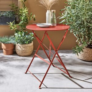 sweeek Table de jardin bistrot pliable - Emilia terra cotta - Table ronde Ø60cm en acier thermolaque - Terracotta