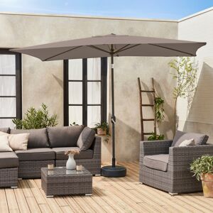 sweeek Parasol droit rectangulaire 2x3m - Touquet taupe - mat central en aluminium orientable et manivelle d'ouverture - Taupe