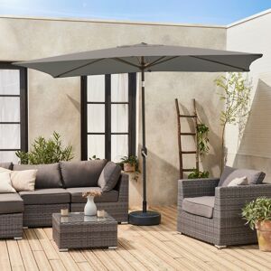 sweeek Parasol droit rectangulaire 2x3m - Touquet gris - mat central en aluminium orientable et manivelle d'ouverture - Gris