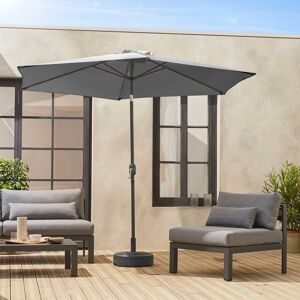 sweeek Parasol droit rond Ø300cm - Touquet Gris - mat central en aluminium orientable et manivelle d'ouverture - Gris