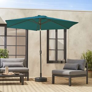 sweeek Parasol droit rond Ø300cm - Touquet Bleu canard - mat central en aluminium orientable et manivelle d'ouverture - Bleu canard