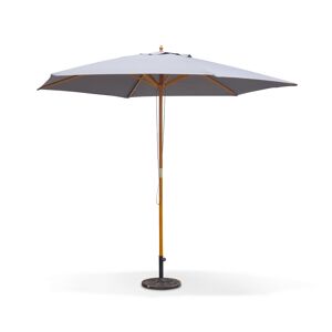 sweeek Parasol droit rond en bois 3m - Cabourg Gris - mat central en bois. Ø300cm. systeme d'ouverture manuelle. poulie - Gris