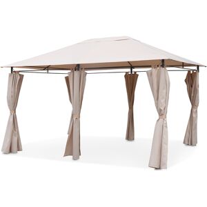 sweeek Tonnelle 3x4 m - Divio - Toile beige - Pergola avec rideaux. tente de jardin. barnum. chapiteau. reception - Beige