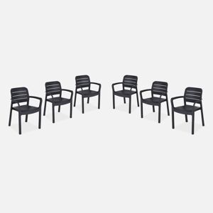 sweeek 6 fauteuils de jardin en resine plastique injectee. Graphite - Tisara - Graphite