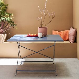 sweeek Table de jardin bistrot pliable - Emilia rectangle bleu grise- Table rectangle 110x70cm en acier thermolaque - Bleu grise