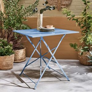 sweeek Table jardin bistrot pliable - Emilia carree bleu grise- Table carree 70x70cm en acier thermolaque - Bleu grise