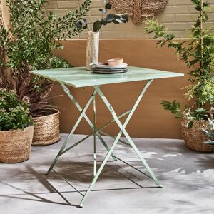 sweeek Table jardin bistrot pliable - Emilia carree vert de gris - Table carree 70x70cm en acier thermolaque - Vert de gris