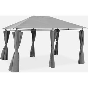 sweeek Tonnelle 3x4 m - Divio - Toile grise - Pergola avec rideaux. tente de jardin. barnum. chapiteau. reception - Gris