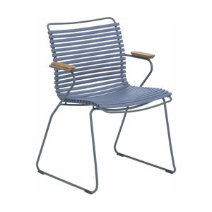 Chaise en métal et plastique bleu foncé avec accoudoirs CLICK - Houe